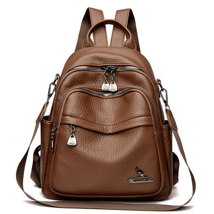 Foreign Trade Hot-Selling Women's Backpack 2026 Simple Solid Color Black Travel Backpack Multifunctional Girls' School Bag Backpack