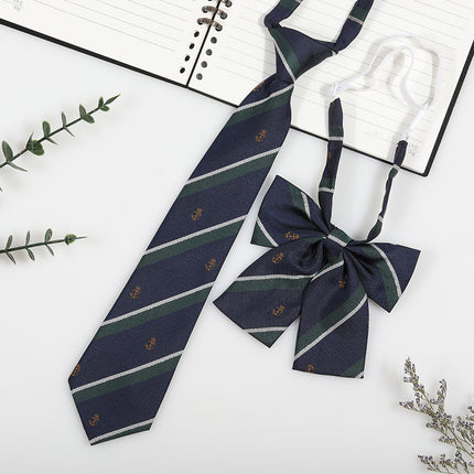 Japanese and Korean striped jk/dk college style men's and women's red cyanotic gray blue shirt accessories tie-free collar suit