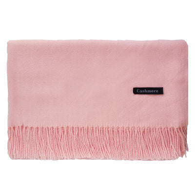 High-End Warm Imitation Cashmere Scarf for Women in Autumn and Winter Pure Color Elegant Versatile Tassel Shawl Fashionable Outer Dual-Purpose Scarf