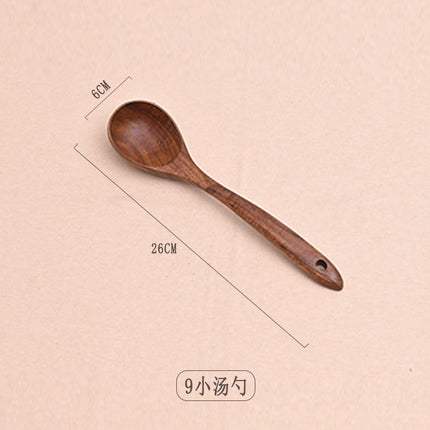 Paint-free Wax-free Wooden Cooking Spoon Shovel suit Kitchenware Long Handle Non-stick Pan Stir-frying Shovel Wooden Acacia Soup Spoon