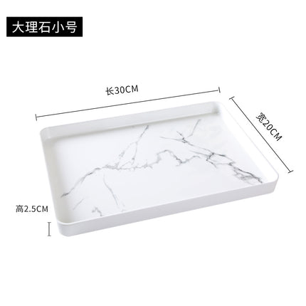 White Plastic Tray Rectangular Tea Tray Household Baking Tray Tea Cup Scandinavian Accessible Luxury Water Cup Storage Melamine