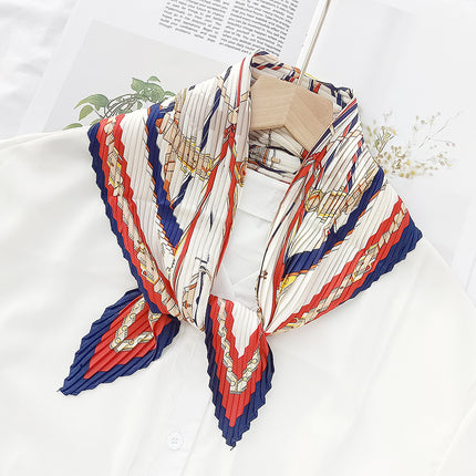 New wrinkled small square scarf female Korean imitation silk printed wrinkled small scarf Joker scarf decorative scarf wholesale