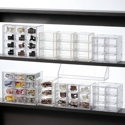 Mirror Cabinet Mini Drawer Box with Pull-Out Transparent Box Jewelry Classification Storage Box Storage Rack Multi-Specification Rice Wood Japanese Style