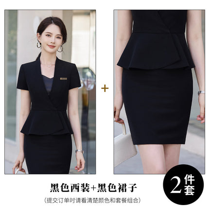Professional suit suit women's formal wear elegant fashion high-end feeling Tongqin hotel front desk jewelry shop work clothes summer