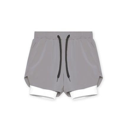 Crazy Muscle Men's Sports Casual Shorts Double Layer Fake Two-Piece Marathon Basketball Fitness Sweat-Wicking Quick-Dry Shorts
