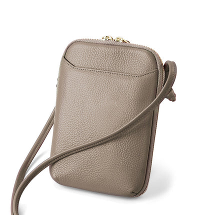 2023 new niche design simple genuine leather women's bag shoulder crossbody small bag mobile phone bag mini foreign trade bag for women