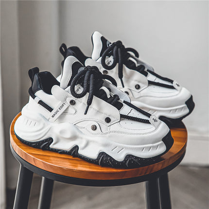 Men's Spring niche fashion sneaker running shoes popcorn casual sneakers men's shoes thick sole height increasing daddy shoes