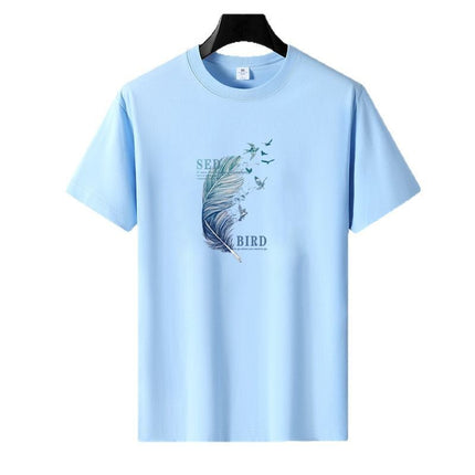 Casual All-match Short-sleeve T-shirt Men's 2025 Summer New Round Neck Pure Half-sleeve Cotton Youth Loose plus size Trendy T-shirt