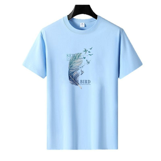 Casual All-match Short-sleeve T-shirt Men's 2025 Summer New Round Neck Pure Half-sleeve Cotton Youth Loose plus size Trendy T-shirt