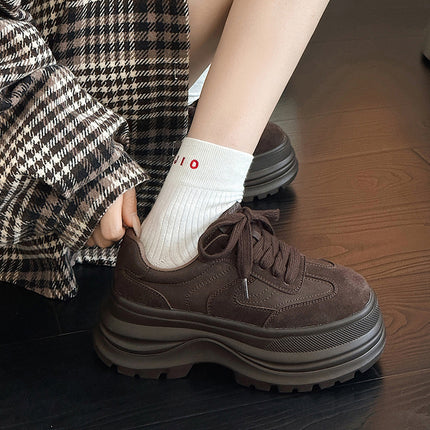 Genuine Leather German Training Shoes for Women, Thick-Soled, 2026 Spring New Model, Lightweight Soft-Soled Casual Shoes for Petite Individuals, Versatile Forrest Gump Shoes
