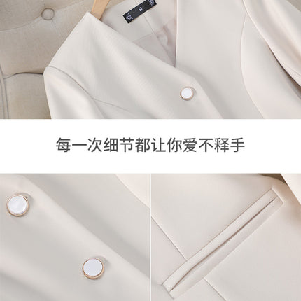 Cross-Border Black Chanel-Style Suit Set for Women, New Spring and Autumn Style, Beauty Salon Hotel Front Desk Receptionist Work Uniform Suit