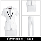 White suit + skirt + pants / S