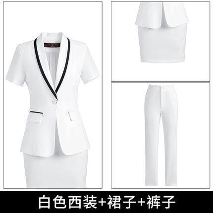 Summer short-sleeved suit suit women's thin business wear small temperament formal suit suit skirt front desk work clothes