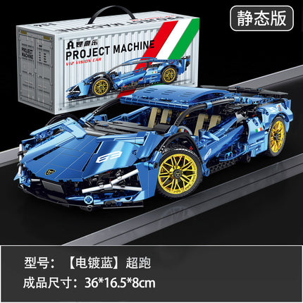 Compatible with Lego Black Gold V12 Cyberpunk Rambo Remote Control Building Blocks Sports Car Racing Children's Toys Cross-Border Wholesale