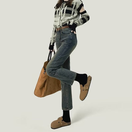 Small Slim-fit Slim-fit Skinny Jeans Female Student New Fashionable Ins All-match Straight Pipe Pants