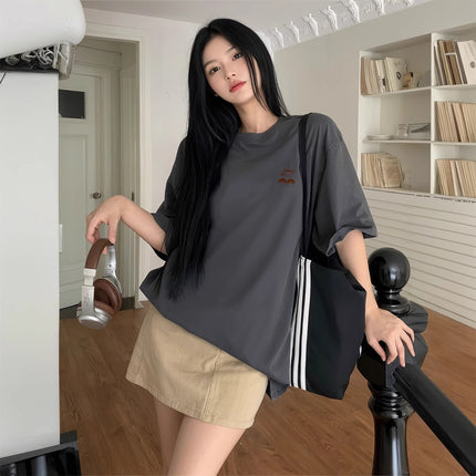 Pure Cotton Short-Sleeve T-Shirt for Women, 2026 New Style, White, Summer, Loose-Fitting, Half-Sleeve, Niche, Versatile, Unique Design Top