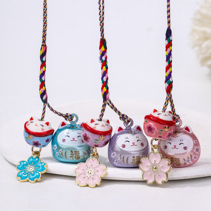 Magic Color Water Bell Cherry Blossom Lucky Cat Mobile Phone Chain Lucky Nafu Gemini Cat Cute Pendant Key Bag Pendant