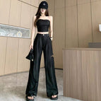 Black gray tube top suit / S