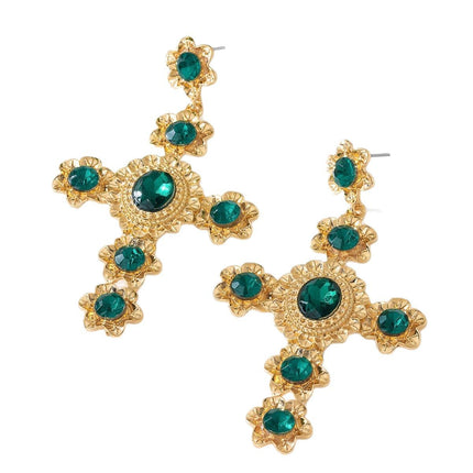 European and American Fashion Foreign Trade Jewelry Women's Personality Simple Retro Temperament Cross Earrings Earrings Cross Border Earrings