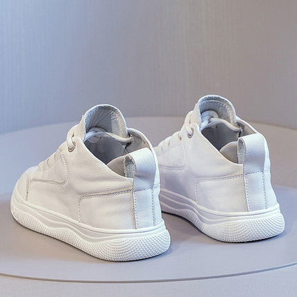 Genuine Leather White Sneakers for Women 2025 Spring and Autumn New Style Versatile Casual Shoes High-Top Soft Sole Comfortable Sneakers