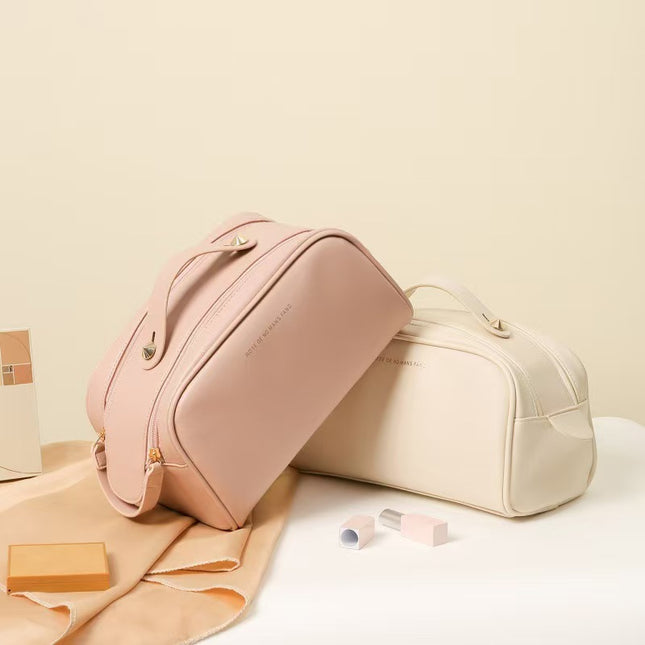 New Large Cosmetic Bag, Large Capacity, Portable, Multi-Functional Travel Double-Pull Pillow Bag, High-Looking Waterproof Storage Bag