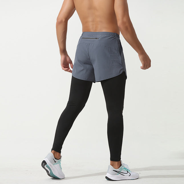 Fake Two-Piece Sports Pants for Men, New Autumn and Winter Basketball Training Leggings, Breathable Tight-Fitting Running Fitness Long Pants