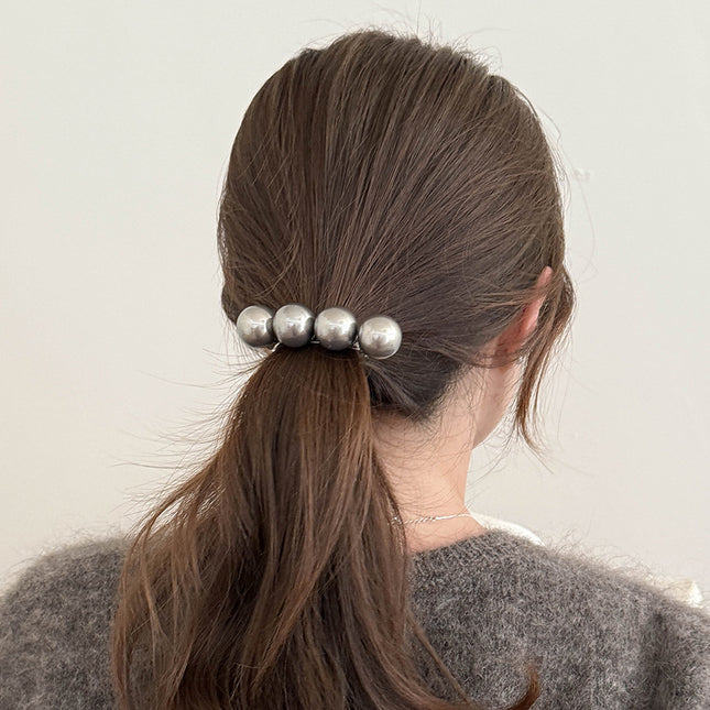 South Korea Big Pearl Hairpin Spring Clip Retro Elegant Hair Accessories Side Clip Three-dimensional Top Clip Women's Hairpin Bead