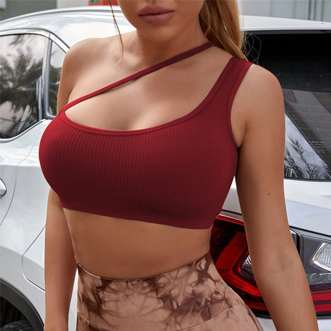 European and American Fluorescent Green Bra Showing Breasts and Beautiful Back Sports Bra Tight Sexy Fitness Yoga Sports Bra High Strength
