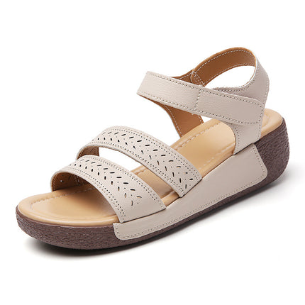 2025 Summer Cross-Border Large Size Outer Wear Velcro Thick-Soled Sandals Women's Wedge Casual Sandals Platform Sole Women's Shoes