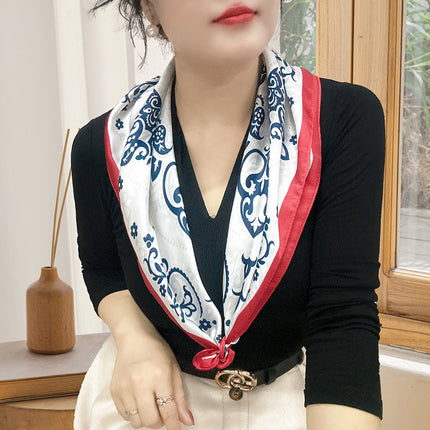 Spring and Summer 70cm Small Square Scarf Women's Autumn and Winter New Foreign Style Fashion All-match Shake Tone Same Scarf Scarf