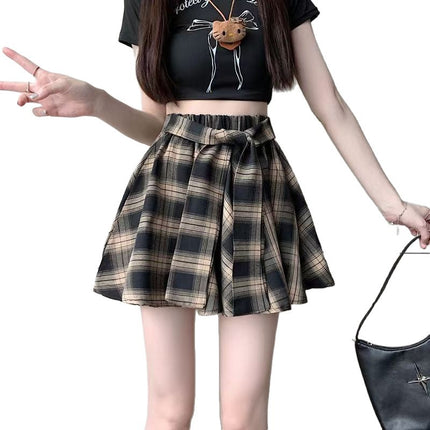Plaid Skirt Covering Buttocks Summer Half Skirt Female Hip-Hop Decoration Student Dance Layered Shirt Skirt Butt Curtain Short Skirt