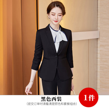 Professional Suit Long Sleeve Dress Women's Autumn Tooling Hotel Manager Dress Jewelry Store Front Desk Reception Work Clothes