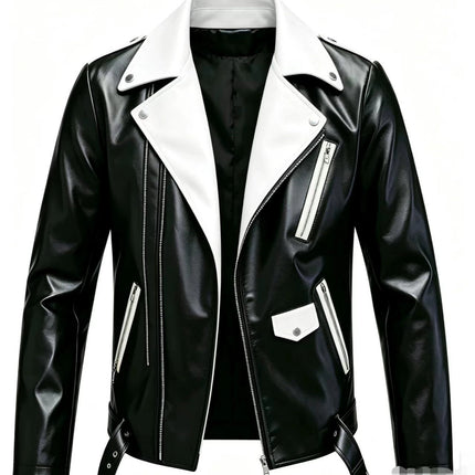 Spring and Autum Korean Style Motorcycle Leather Jacket for Men, Loose, Trendyy and Handsome Black American Fashion Brand Leather Jacket for Men 2025