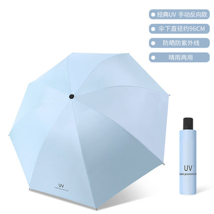 Full-automatic Umbrella Reinforced Windproof Folding Umbrella Black Rubber Sunny and Rain Dual-use Women's Sunscreen Sunshade Umbrella Sun Umbrella Advertising