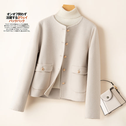 Wool Double-Sided Tweed Coat Commuter Elegant Women's Autumn and Winter New Style Small Fashionable Fragrant Style Celebrity Coat