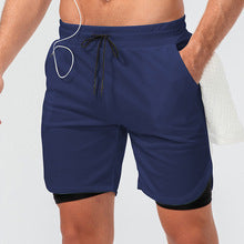 Cross-border European and American Size in stock Fitness Loose Quick-drying Running Ball Sports Mesh Double-layer Fake Two-piece Shorts