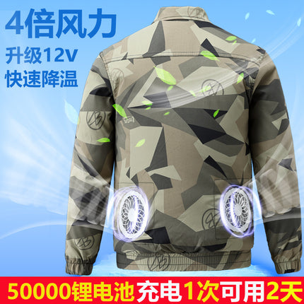 Summer Fan Clothes Air Conditioning Outdoor with Fan Clothes Construction Site Wear Resistant Cooling Labor Protection Overalls