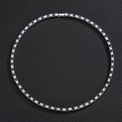 European and American hip-hop 4mm a row of tennis chain simple Joker two-color alloy rhinestone neck chain TennisChain wholesale
