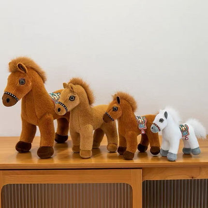 Cute Simulation Little White Horse Doll Plush Toy Pony Brown Horse Doll Horse Year Mascot Activity Gift