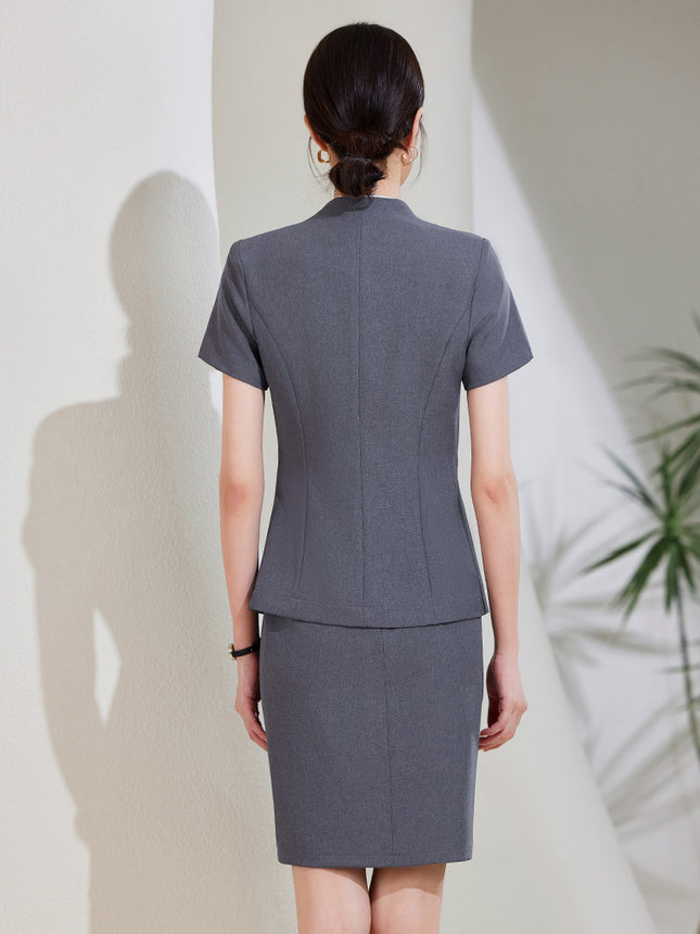 High-end Suit suit Women's Short-sleeved Summer New Tooling Hotel Front Desk Temperament Work Clothes Professional Thin Suit