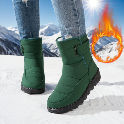 Snow Boots for Women Cross-Border Large Size 45 Winter New Velvet Warm Cotton Boots Mid-Length Boots Snow Boots Pu Anti-Slip Sole