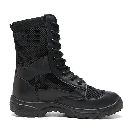 Summer Men's and Women's Zipper Combat Boots Workwear Boots Outdoor Security Breathable Mountaineering Security Shoes High-top Ultra-light Training Boots