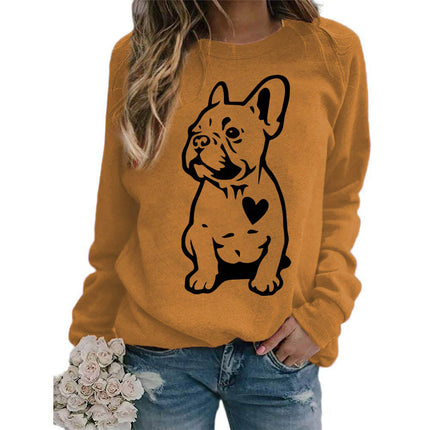 Foreign trade supply dog love printing round neck jacket sweater European size women's coat long sleeve cross-border autumn and winter leisure