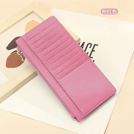 Genuine Leather women's wallet long foreign trade Japanese multi-card card holder first layer cowhide zipper handbag long wallet