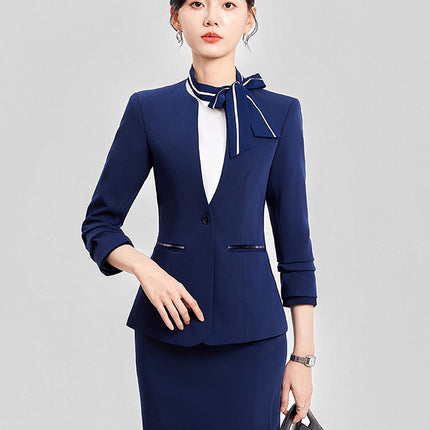 Professional suit female spring and autumn 2024 new hotel manager overalls front desk reception tooling gold shop suit jacket