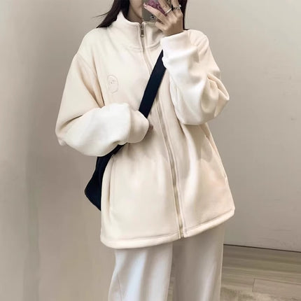 Winter Fleece Jacket for Women, Softshell Jacket with Inner Lining, Stand Collar, Lamb Wool Sweatshirt, Autumn Style, Inner Layer, Winter Style, 2025 New Model