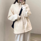 Milky white [530g double-sided polar fleece] / L stand collar/sports/warm/milk fufu/hand velvet