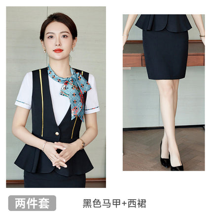 Hotel restaurant bar KTV waiter workwear professional shirt vest suit men's and women's front office reception work clothes