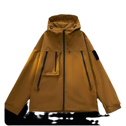 American-Style Functional Men's Jacket, Autumn Loose Mountain-Style Outdoor Work Hooded Jacket, Trendy Outdoor