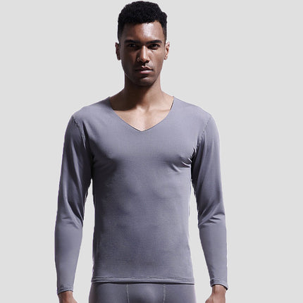 Men's Seamless Thermal Underwear Top V-Neck Winter fleece-lined Tight Thin Base Shirt Autumn Clothes Cotton Sweater Cold-proof